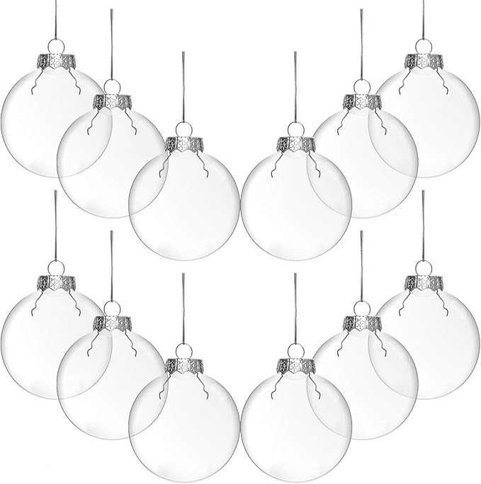 Rocinha Clear Christmas Ornaments 12 Pcs Clear Ornaments for Crafts Fillable Clear Plastic Orname... | Amazon (US)