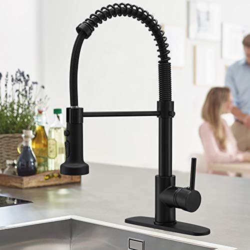 BESy Commercial Kitchen Faucet with Pull Down Sprayer, Solid Brass High-Arc Single Handle Single ... | Amazon (US)