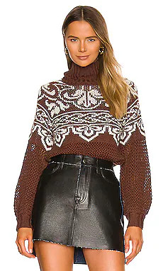 Tularosa Cayleen Fair Isle Sweater in Brown & Ivory from Revolve.com | Revolve Clothing (Global)