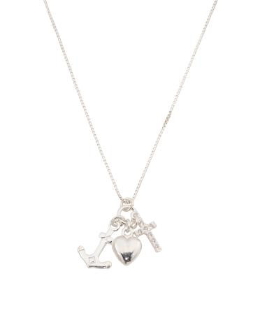 Made In Italy Sterling Silver Cross Heart Anchor Necklace | TJ Maxx