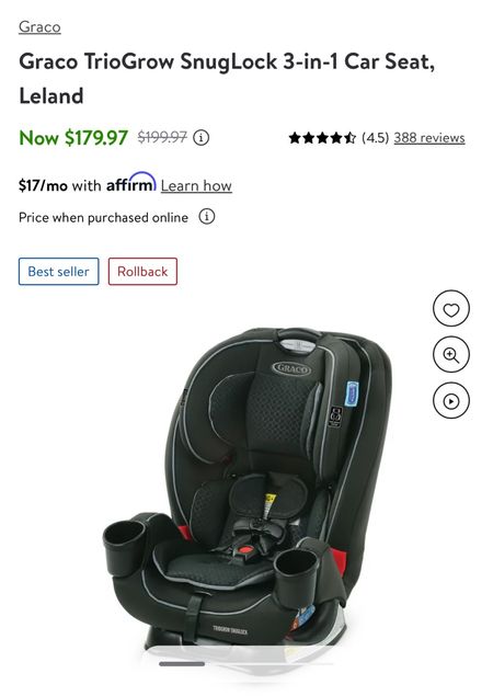 Graco car seat for kids on sale at Walmart 

#LTKkids #LTKsalealert #LTKfamily