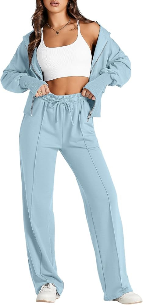 Herseas Womens 2 Piece Casual Outfit Workout Hoodie Sweatsuits with Sweatpant Travel Airport Trac... | Amazon (US)