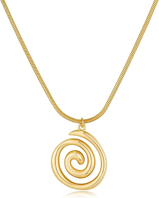 Gold Statement Necklaces for Women - Boho Beach Spiral Swirl Conch Pendants Necklaces, Trendy Sta... | Amazon (US)