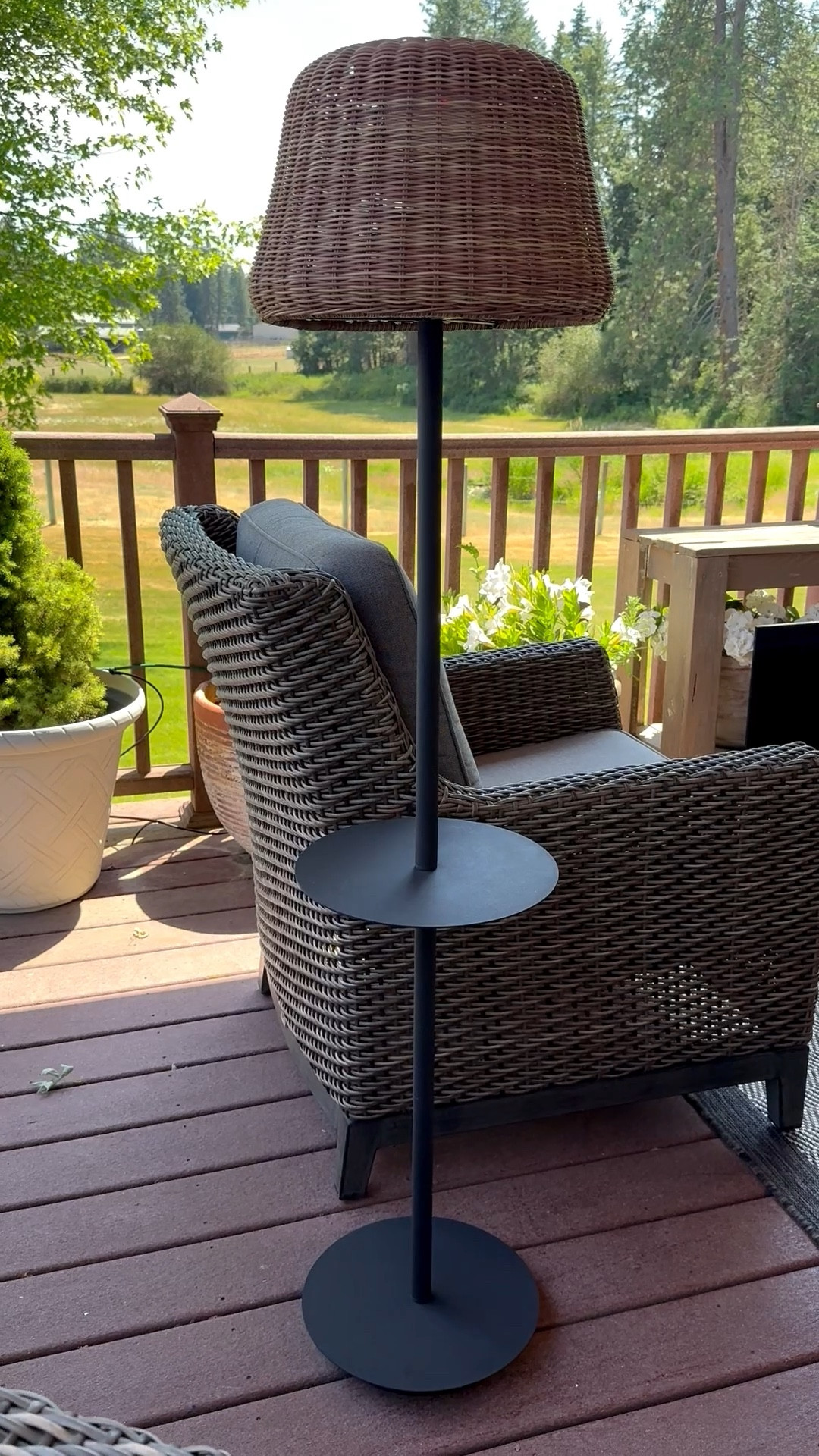 This solar lamp charges all day long and then turns itself on at night. I absolutely love the ambience on the porch and the idea of a lamp on the porch. You can also charge it with electric electricity. It’s weighted so it doesn’t blow over. ￼

#LTKSeasonal #LTKHome #LTKdayinmylife