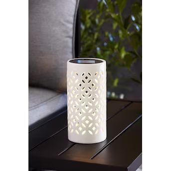 Harbor Breeze 3.86-in x 8-in White Ceramic LED Light Outdoor Decorative Lantern | Lowe's