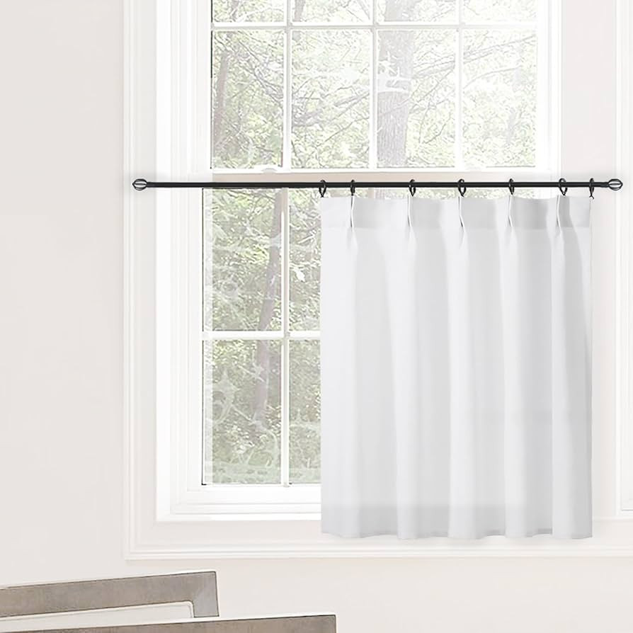 White 30x36 Inch Length Kitchen Window Cafe Curtains Over Sink,Modern Farmhouse Style Boho Pinch ... | Amazon (US)