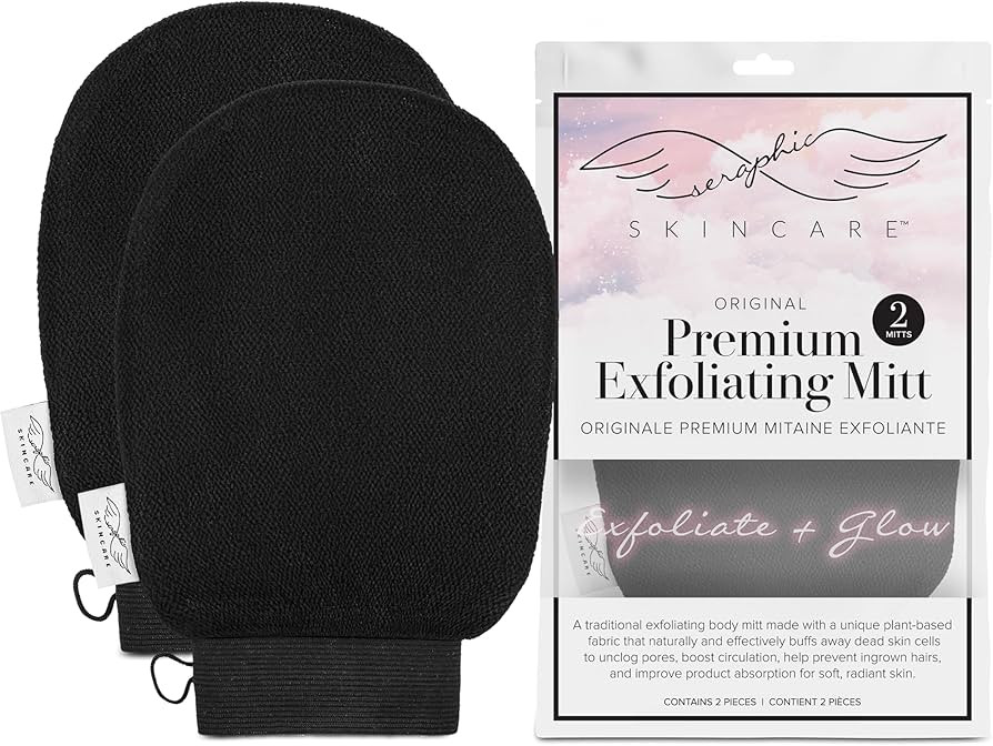 Seraphic Skincare (Original) Premium Exfoliating Mitt for Body (2pc) – 100% Vegan Viscose Tradi... | Amazon (US)