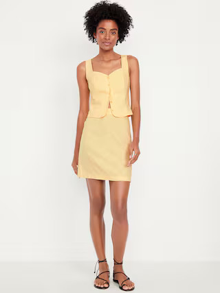 High-Waisted Linen-Blend Mini Skirt | Old Navy (US)