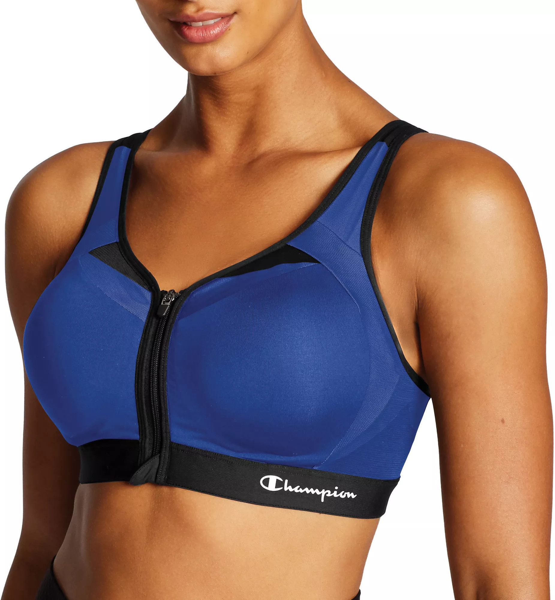 Champion Women's Motion Control Zip Sports Bra, 40DD, Blue | Dick's Sporting Goods