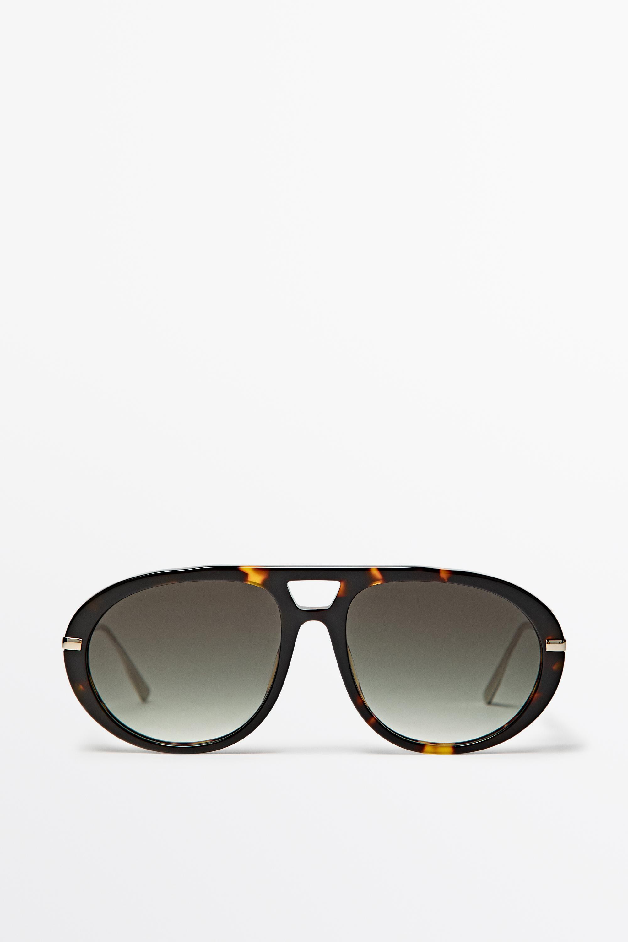 Tortoiseshell-effect aviator sunglasses | Massimo Dutti UK