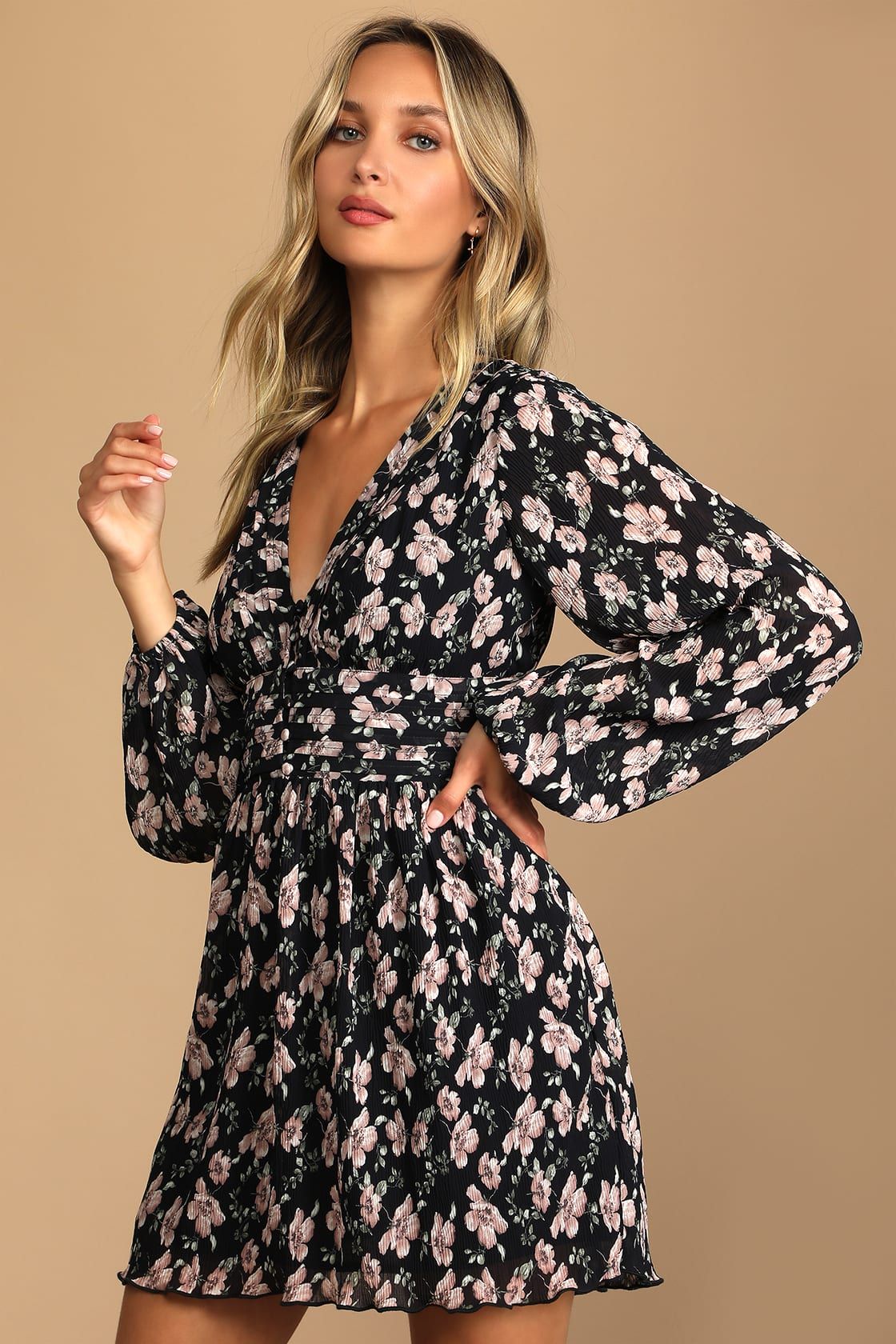 Devoted Romance Navy Blue Floral Backless Dress With Pockets | Lulus (US)