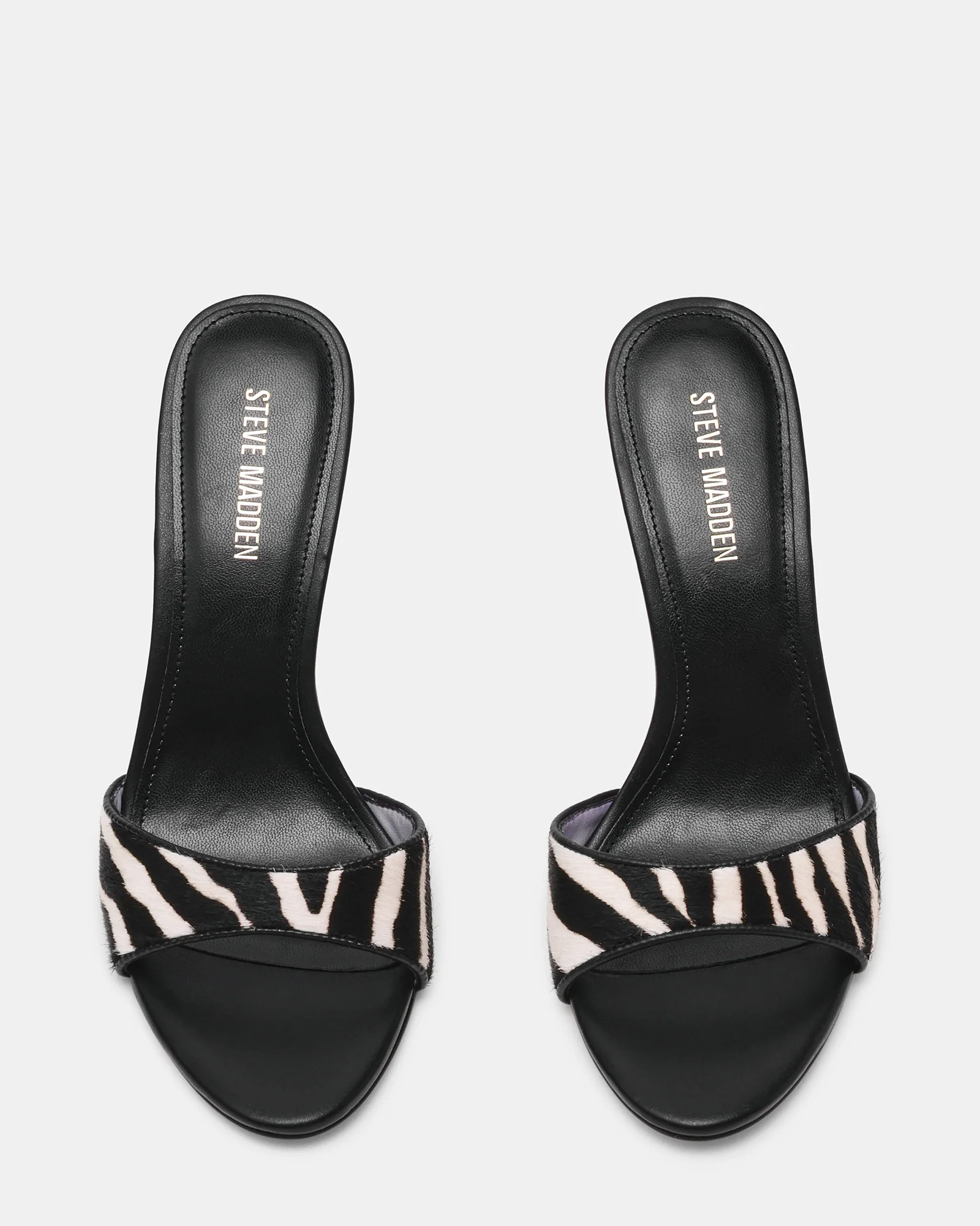 DAVINA Zebra Open-Toe Mule Stiletto Women's Heel | Steve Madden (US)