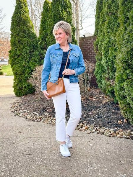 Womens elevated casual outfit! White denim and a denim jacket are must haves for any wardrobe. 

#LTKstyletip #LTKworkwear #LTKsalealert