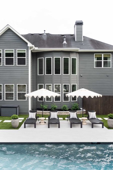 With summer in full swing, we’re enjoying our backyard pool pretty much every day. It’s a great time to add new backyard furnishings as my chaise lounges, umbrellas and umbrella stands are all on sale! home decor pool decor outdoor decor Benjamin Moore Kendall Charcoal hampton style pooll

#LTKHome #LTKSwim #LTKSaleAlert