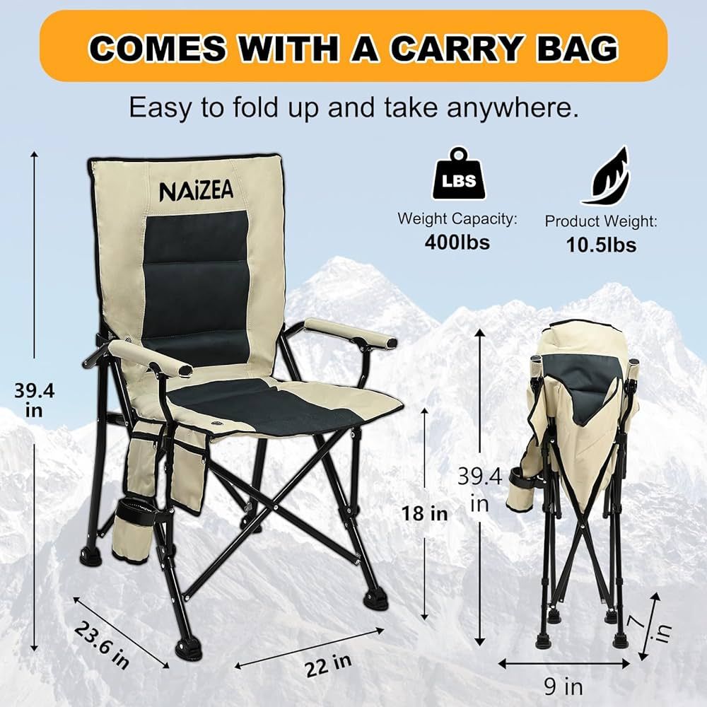NAIZEA Heated Camping Chair, Oversized Portable Camping Chairs Heated Chair Padded Camp Chair, Ou... | Amazon (US)