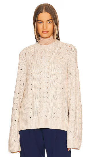 Farida Cable Crewneck Pullover in Ivory | Revolve Clothing (Global)
