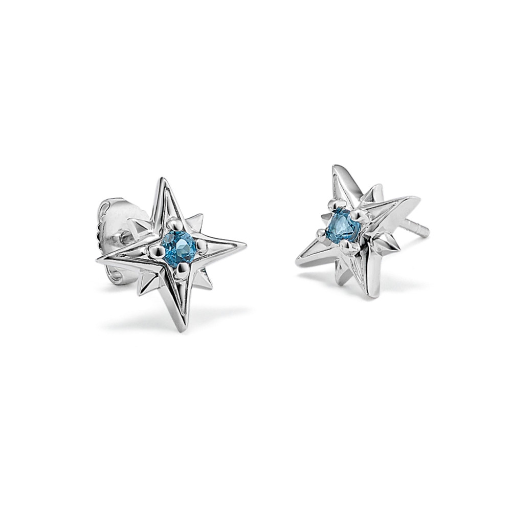 North Star Blue Topaz Earrings in Sterling Silver | Shane Co