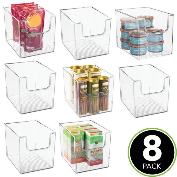 Mdesign Kitchen Plastic Storage Organizer Bin With Open Front - 8 Pack -  Clear | Wayfair North America