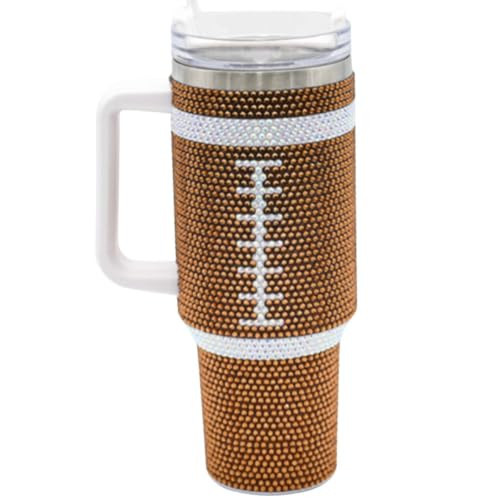 SEM LIFE 40 Oz Rhinestone Bling Tumbler Cup with Handle and Straw (FOOTBALL), Stainless Steel and Double Wall Insulated, Stand Out and Shine at Parties, Ball Games, Tailgating, Office, Daily Life | Amazon (US)