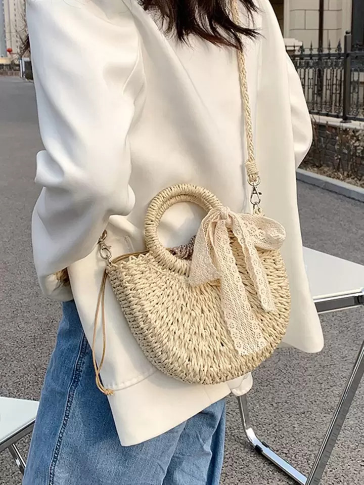 Yogodlns Straw Woven Crossbody Shoulder Bag Daisy Decor Handmade Small Purse Handbag Bohemia Summ... | SHEIN