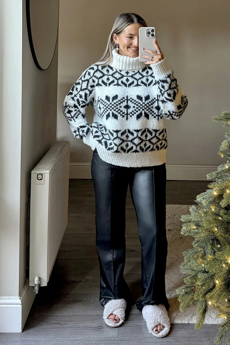 Cream Fairisle Roll Neck Jumper | In The Style