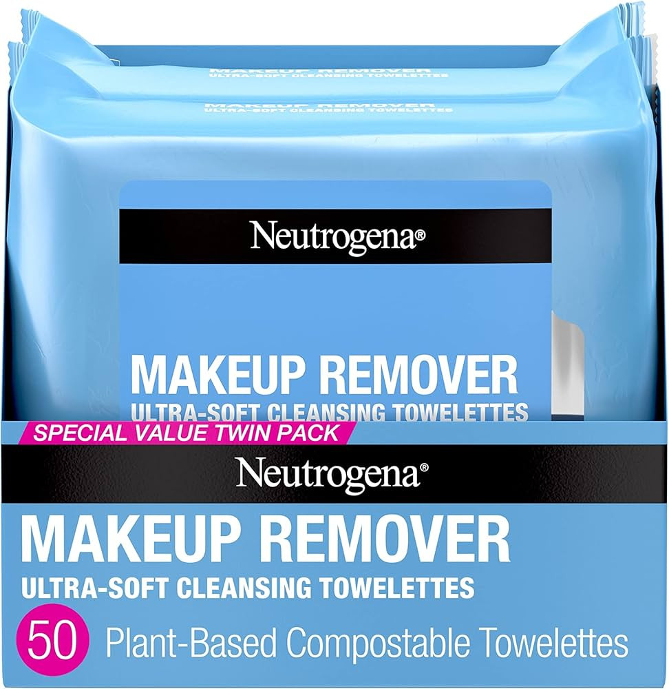 Neutrogena Makeup Remover Wipes, Ultra-Soft Cleansing Facial Towelettes for Waterproof Makeup, Al... | Amazon (US)