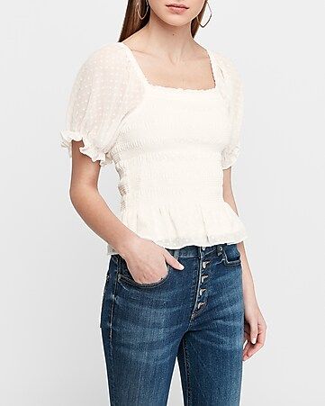 Square Neck Puff Sleeve Top | Express