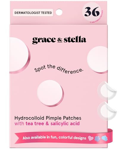 grace & stella Award Winning Pore Strip - Pimple Patches for Face - Hydrocolloid Acne Patches for Shrinking Zits, Breakouts - Spot Stickers - Dermatologist-Tested, Vegan (Invisible, 36 Count) | Amazon (US)