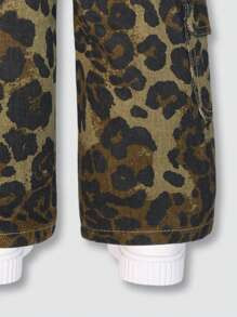 Toddler Girls Leopard Print Loose Casual Multi-Pocket Jeans | SHEIN