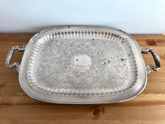 Vintage Silver Tray 22 Across Serving Tray With Handles | Etsy | Etsy (US)
