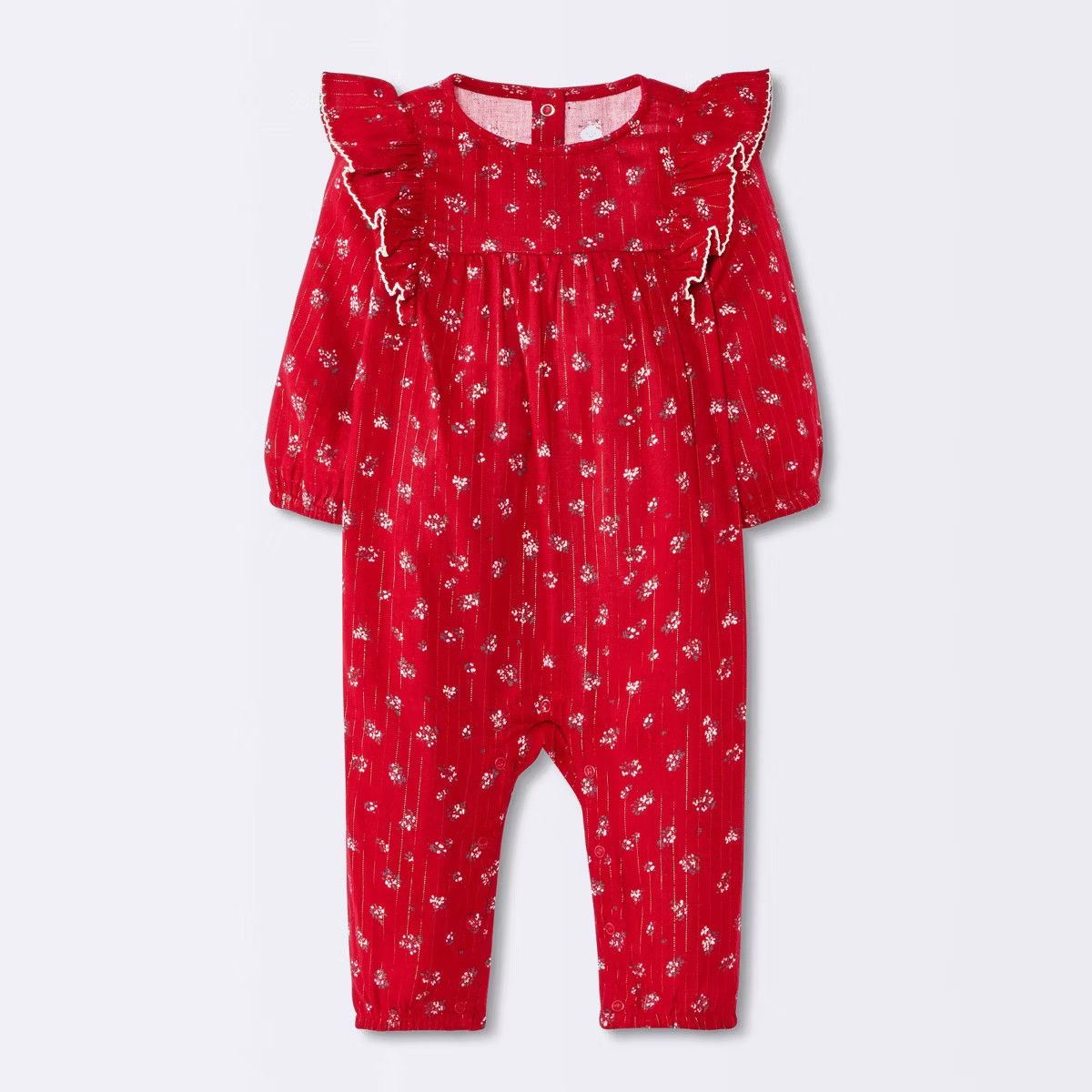 Baby Girls' Christmas Holiday Floral Romper - Cloud Island™ Red | Target