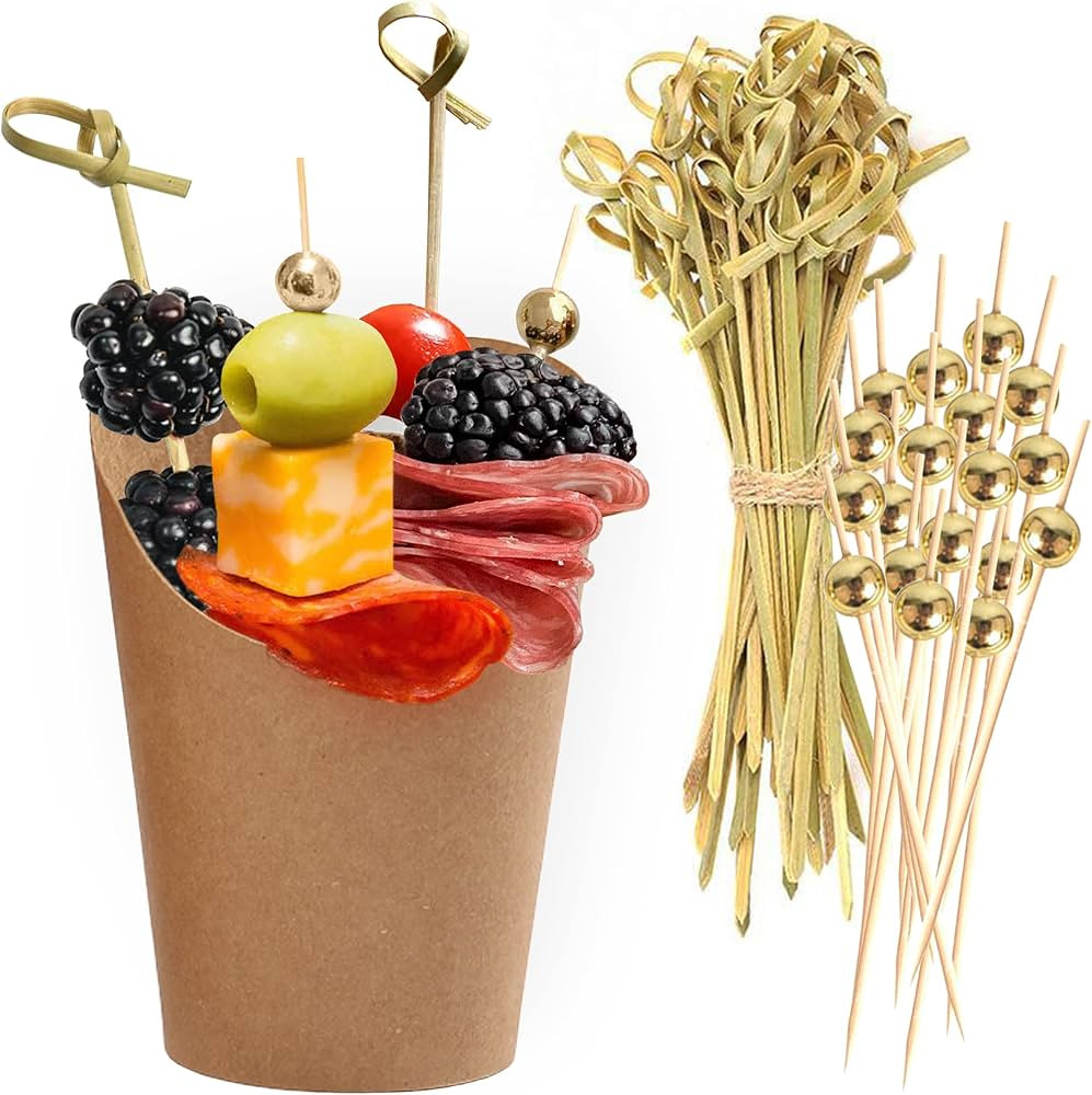 CUSINIUM [50 Cups + 200 Picks] 14 oz Kraft Charcuterie Cups with Cocktail Picks (2 Types) - Dispo... | Amazon (US)