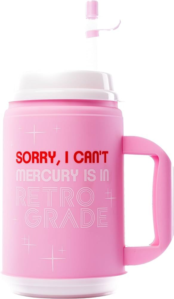 NPW Good Vibes Mercury In Retrograde Retro Mug (BPA-Free) Double Walled Hospital Mug with Straw -... | Amazon (US)