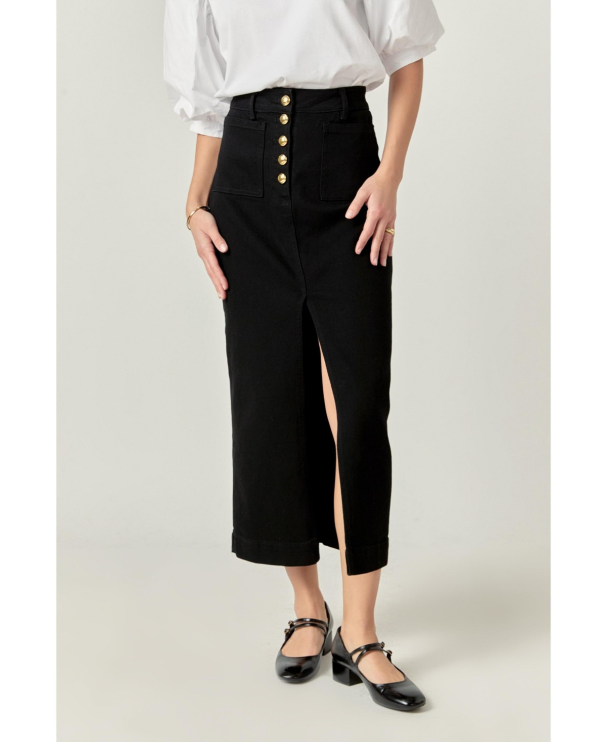 English Factory Women's Denim Maxi Skirt - Black denim | Macy's
