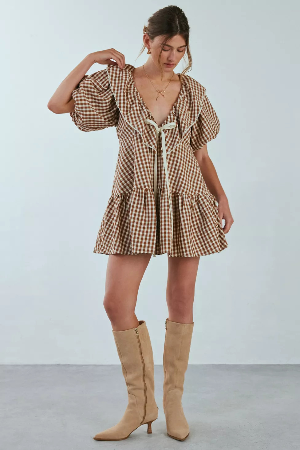 For Love & Lemons Gingerbread Gingham Mini Dress | Urban Outfitters (US and RoW)