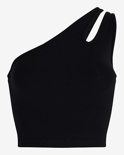 Fitted Ribbed One Shoulder Cutout Cropped Tank | Express