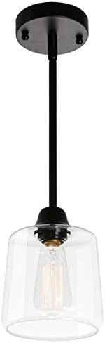 VILUXY Vintage Glass Pendant Light, Single Hanging Pendant Lighting, Black with Clear Glass Shade Cl | Amazon (US)