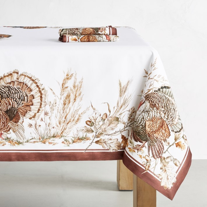 Autumn Plymouth Turkey Tablecloth | Williams-Sonoma