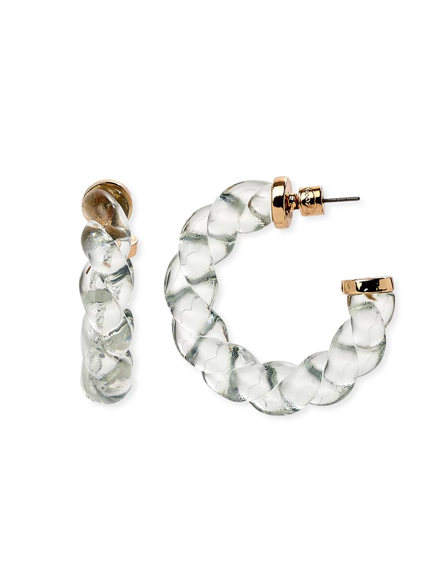 Scoop Women’s Twisted Blue Resin and 14K Gold Flash- Plated Hoop Earrings | Walmart (US)