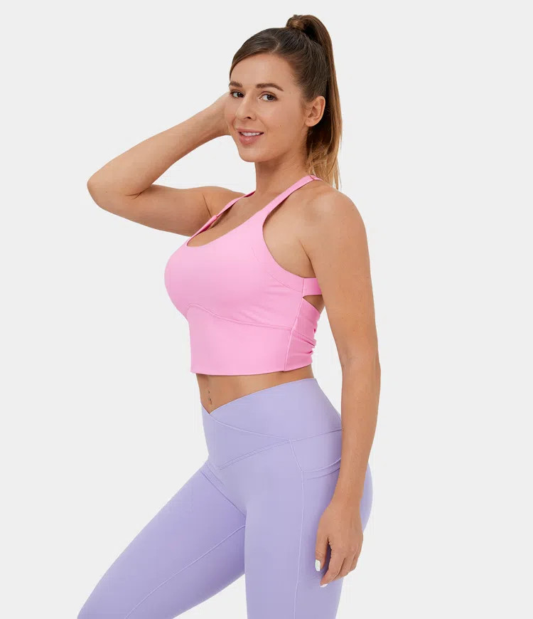 Cloudful™ Fabric Backless Cut Out Twisted Cropped Yoga Tank Top | HALARA