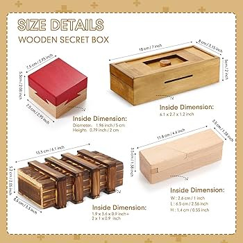4 Pieces Wooden Puzzle Box Gift Card Wooden Puzzle Box Magic Money Case Holders Teaser Toys Wood ... | Amazon (US)