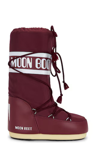 MOON BOOT Icon Nylon Boot in Burgundy from Revolve.com | Revolve Clothing (Global)