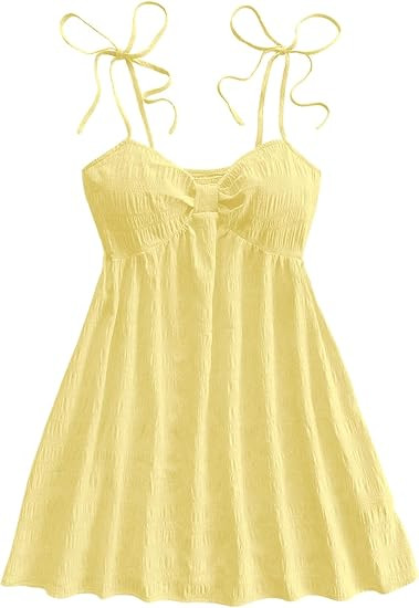 SOLY HUX Women's Tie Shoulder Y2k Cami Sun Dress Cute Spaghetti Strap Casual Summer A Line Short ... | Amazon (US)
