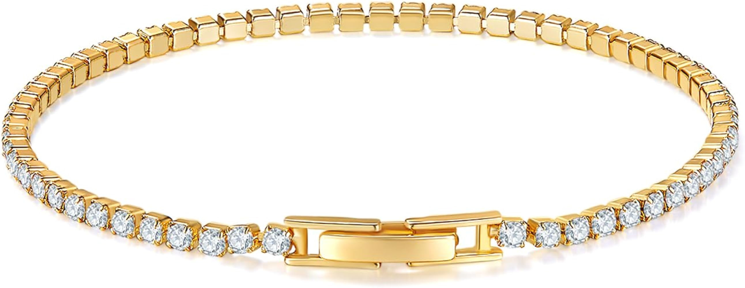 MINDDHA 14K Gold/White Gold Plated Cubic Zirconia Tennis Bracelet | Silver, Gold Bracelets for Wo... | Amazon (US)