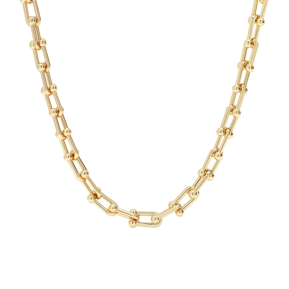 18K Gold Plated Dainty Cuban Choker Necklace Herringbone Snake Necklace Paperclip Chain Layered N... | Amazon (US)