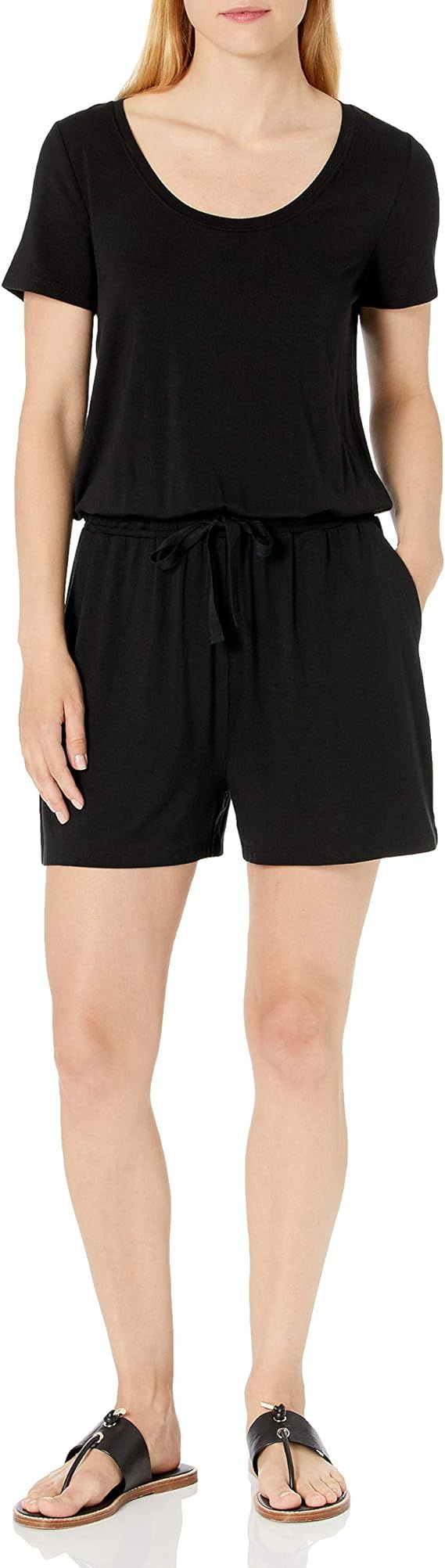 Amazon Essentials Women's Short-Sleeve Scoop Neck Romper | Amazon (US)