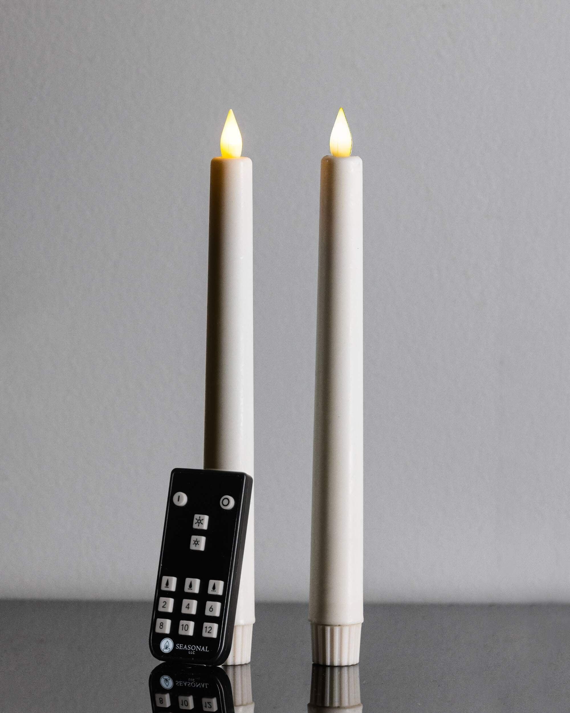 Seasonal LLC 1" x 9.75" Paraffin Realistic Adjustable Brightness LED White Flameless Taper Candle | Walmart (US)