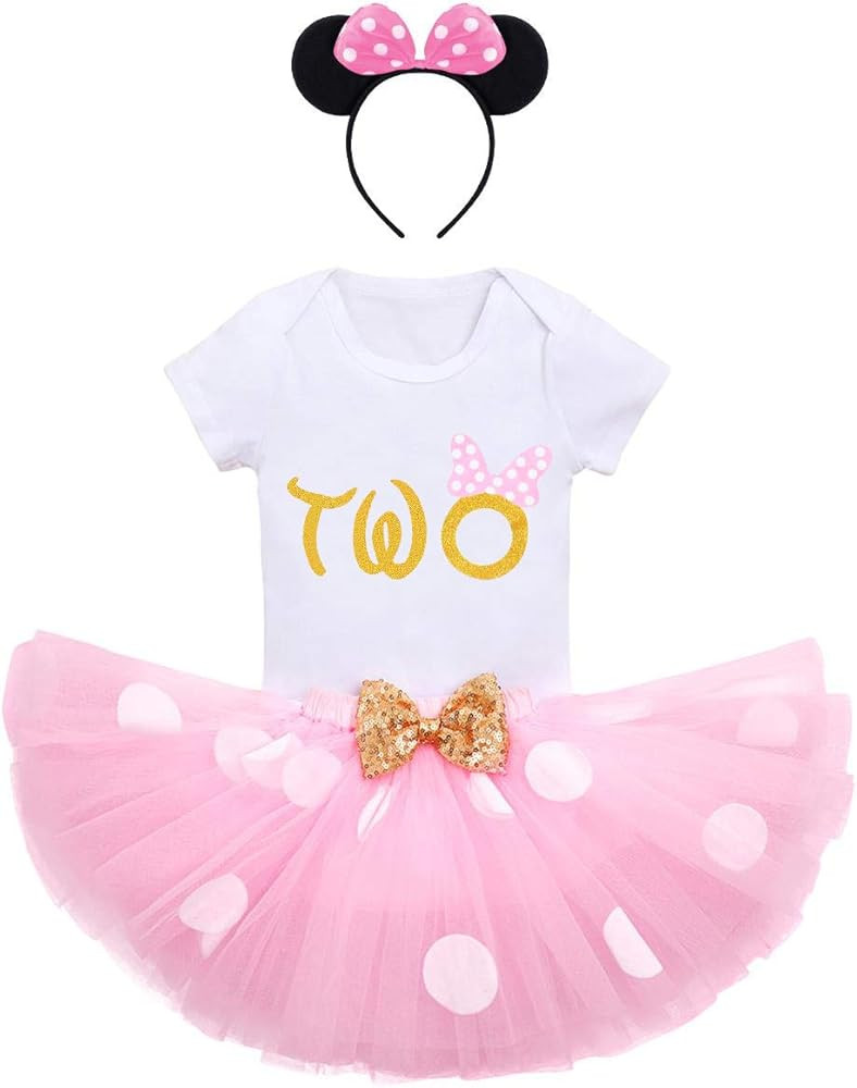 Cake Smash Wild One First Birthday Clothes for Baby Girls Polka Dots Romper Tulle Dress Mouse Ear Pr | Amazon (US)