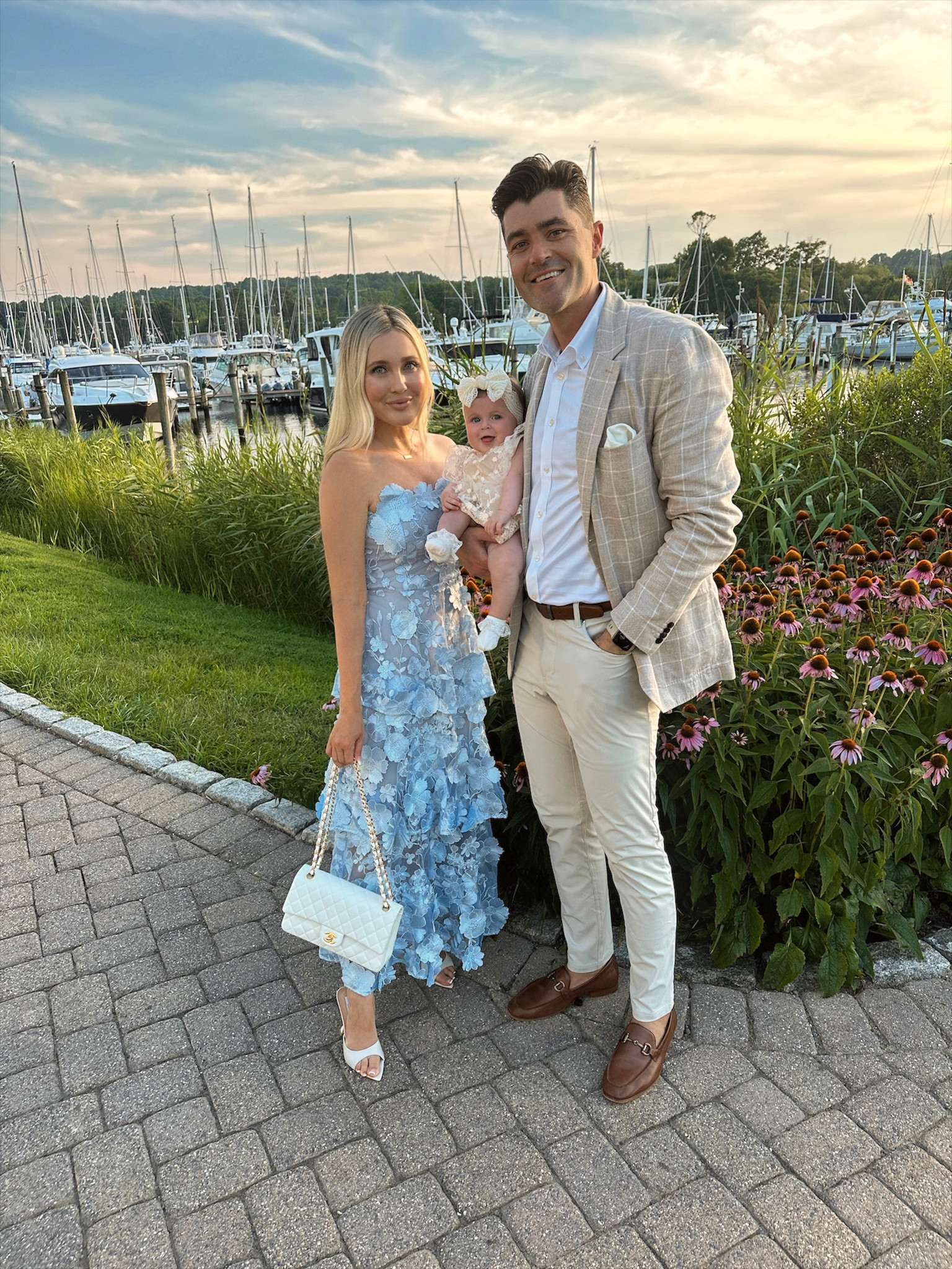 Gorg summer wedding guest dress 🩵 Love the floral appliqués! 

#LTKWedding #LTKSeasonal