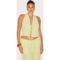 Plus Lime Green Tie Front Striped Sleeveless Top Co-ord | PrettyLittleThing US